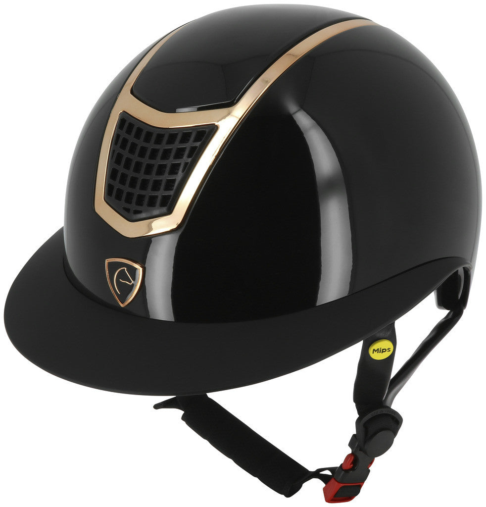 Equitheme Airy LM Helmet MIPS Shiny Black with Rose Gold